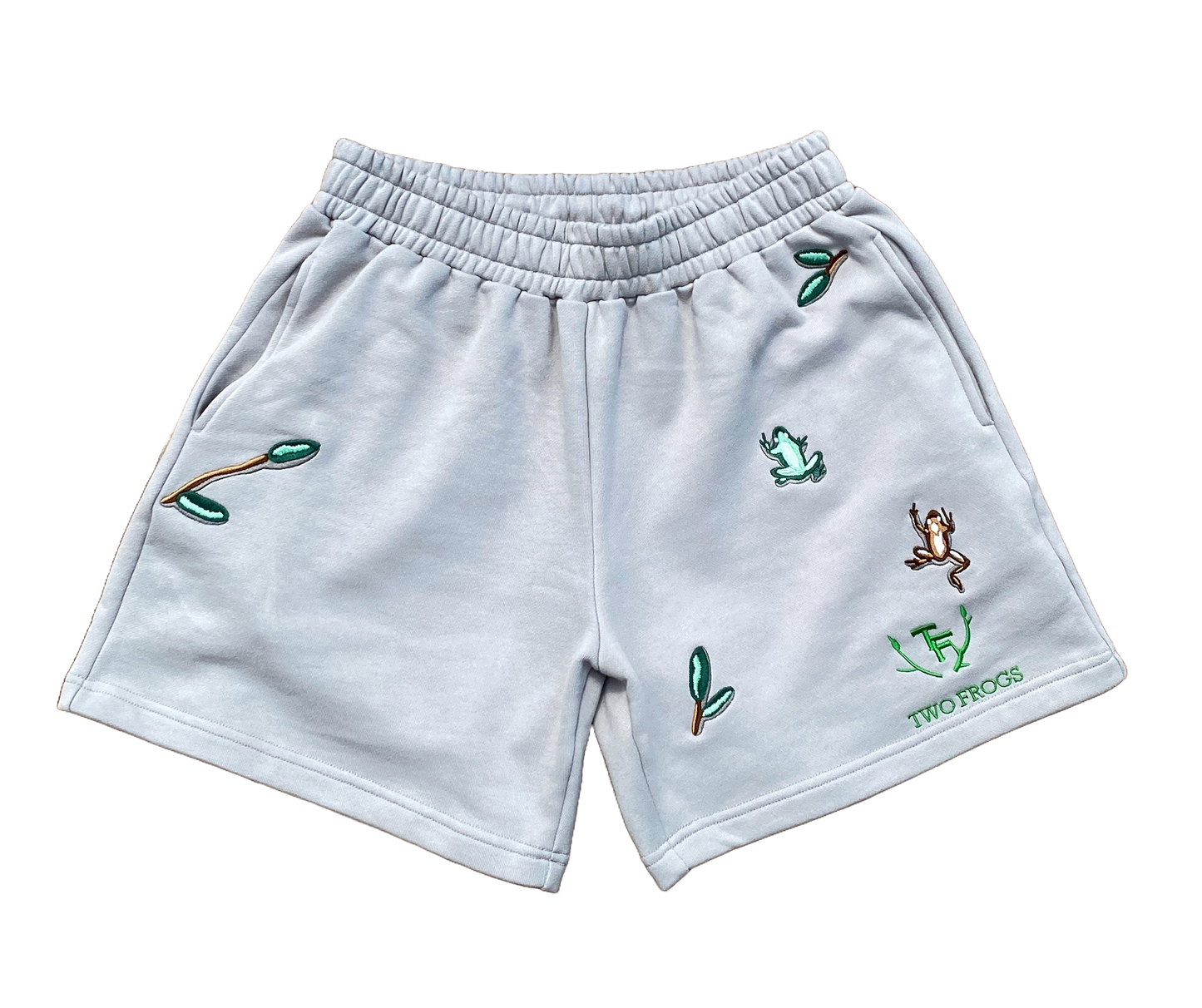 Grey Embroidered Frog Shorts