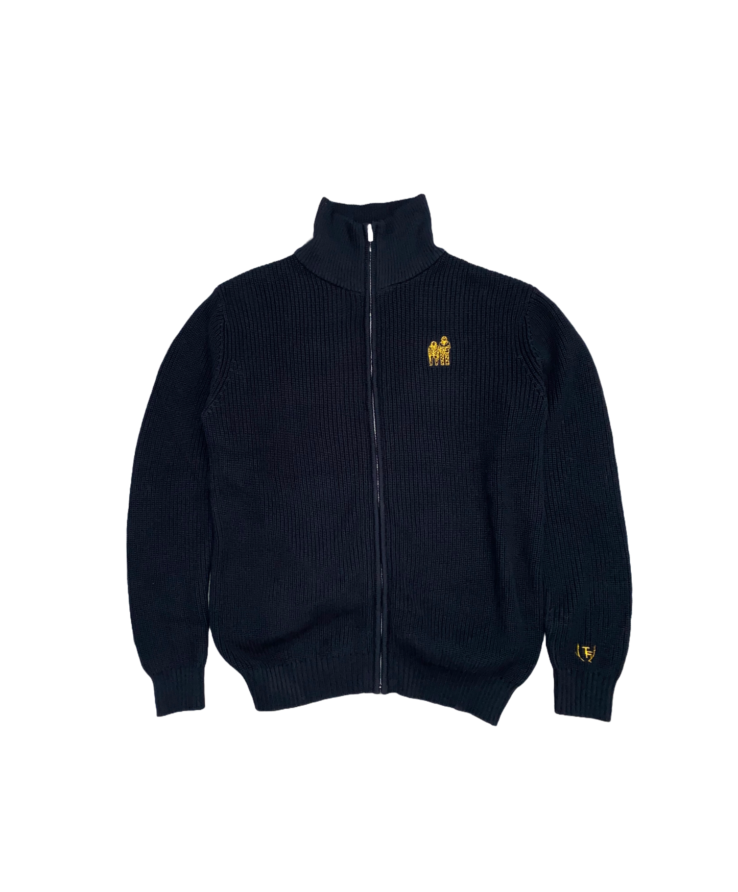 Black Knit Turtleneck Frog Sweater