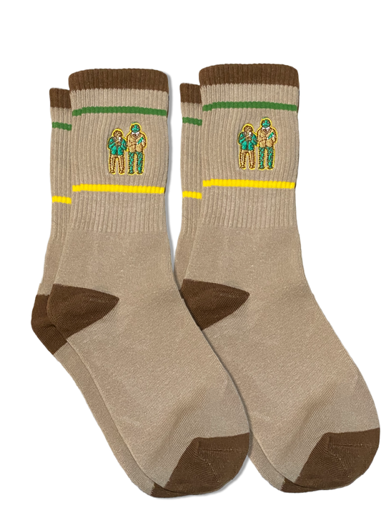 Brown Embroidered Frog Socks 2-Pack